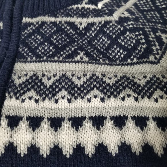 Goodfellow & Co Mens L Full Zip Cardigan Sweater Navy Blue Cream Chevron Argyle - Picture 6 of 12